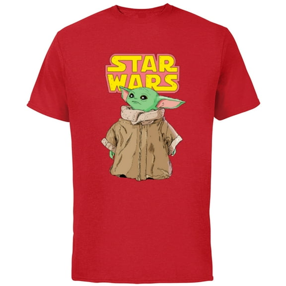 Star Wars Logo The Mandalorian The Child Cute Comic - Short Sleeve Cotton T-Shirt for Adults - Customized-Red