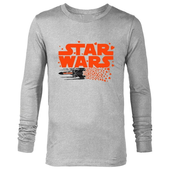 Star Wars Logo X-Wing Luke Skywalker R2-D2 Splatter Hearts - Long Sleeve T-Shirt for Men - Customized-Athletic Heather