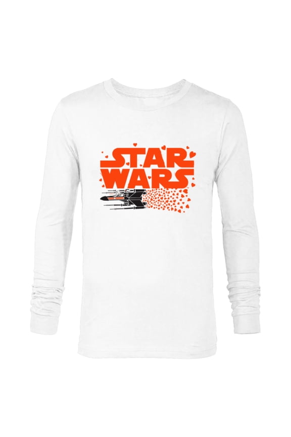 Logo X-Wing Luke Skywalker R2-D2 Splatter Hearts - Long Sleeve T-Shirt for Men - Customized-White