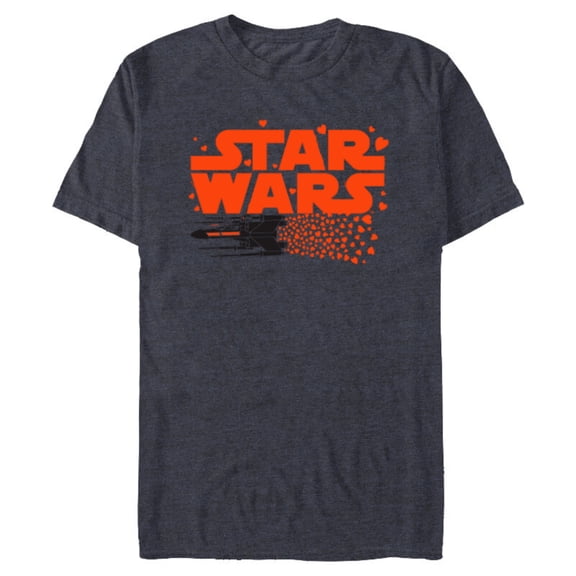 Star Wars Logo X-Wing Luke Skywalker R2-D2 Splatter Hearts - Short Sleeve Blended T-Shirt for Adults - Customized-Navy Heather