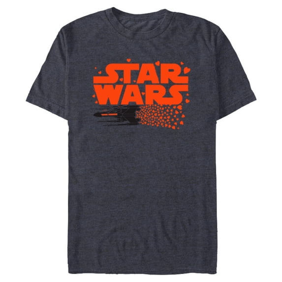 Star Wars Logo X-Wing Luke Skywalker R2-D2 Splatter Hearts - Short Sleeve Blended T-Shirt for Adults - Customized-Navy Heather