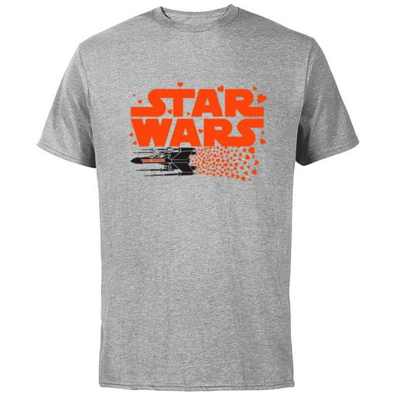 Star Wars Logo X-Wing Luke Skywalker R2-D2 Splatter Hearts - Short Sleeve Cotton T-Shirt for Adults - Customized-Athletic Heather