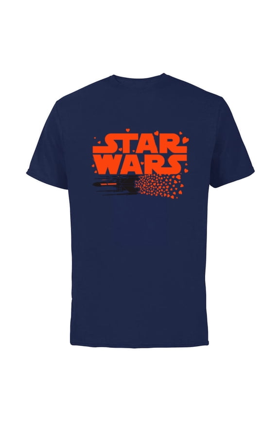 Logo X-Wing Luke Skywalker R2-D2 Splatter Hearts - Short Sleeve Cotton T-Shirt for Adults - Customized-Navy