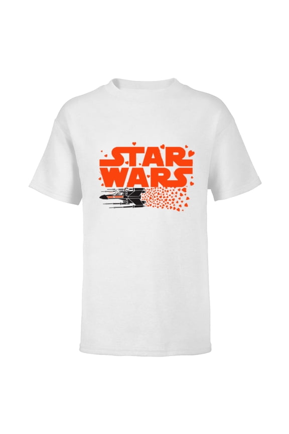Logo X-Wing Luke Skywalker R2-D2 Splatter Hearts - Short Sleeve T-Shirt for Kids - Customized-White