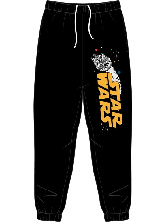 Star Wars Logo and Millennium Falcon Men's Black Graphic Sweats-L