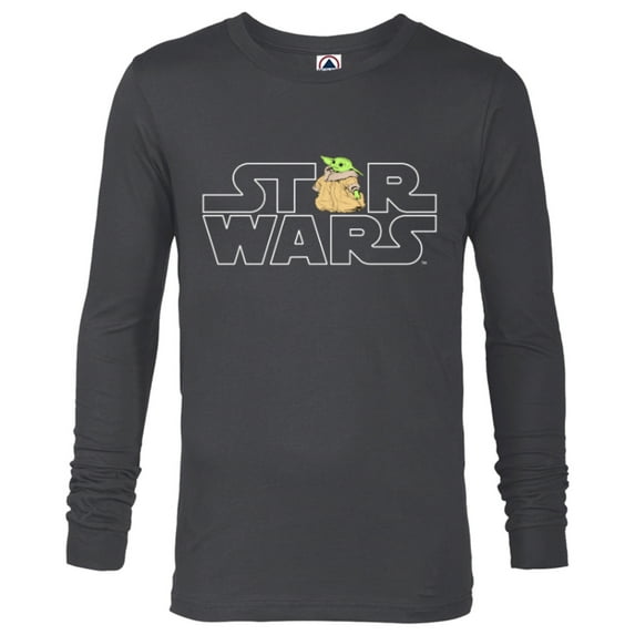 Star Wars Logo and The Child from The Mandalorian - Long Sleeve T-Shirt for Men - Customized-Charcoal Heather