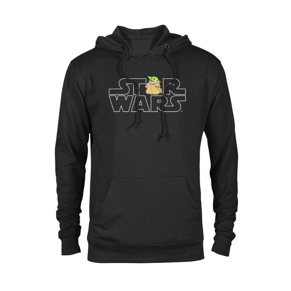 Star Wars Logo and The Child from The Mandalorian - Pullover Hoodie for Adults - Customized-Black