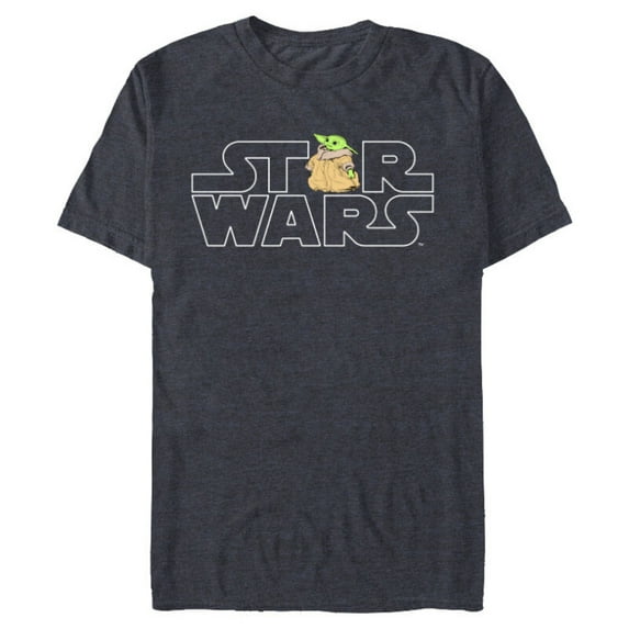 Star Wars Logo and The Child from The Mandalorian - Short Sleeve Blended T-Shirt for Adults - Customized-Navy Heather