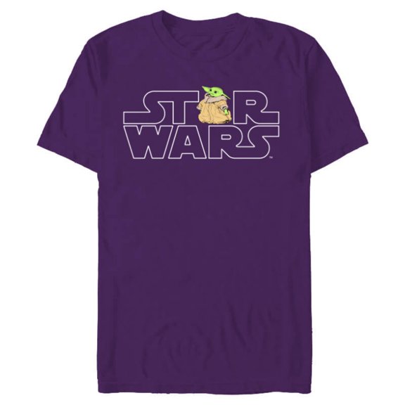 Star Wars Logo and The Child from The Mandalorian - Short Sleeve Blended T-Shirt for Adults - Customized-Purple