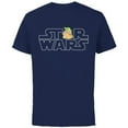 thumbnail image 1 of Star Wars Logo and The Child from The Mandalorian - Short Sleeve Cotton T-Shirt for Adults - Customized-Navy, 1 of 5