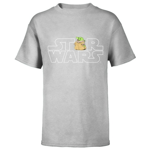 Star Wars Logo and The Child from The Mandalorian - Short Sleeve T-Shirt for Kids - Customized-Athletic Heather