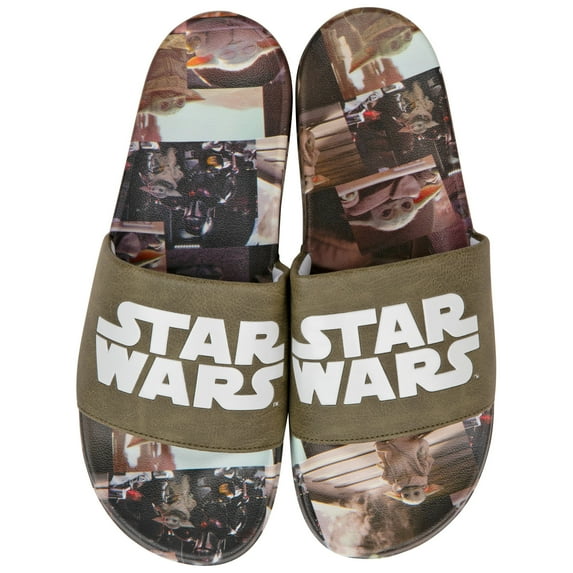 Star Wars Logo with The Child from the Mandalorian Scenes Sandal Slides-Medium (8/9)