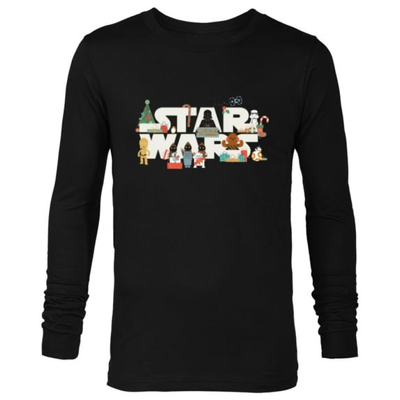 Star Wars Logo with Vader Funny Holiday Characters Christmas - Long Sleeve T-Shirt for Men - Customized-Black