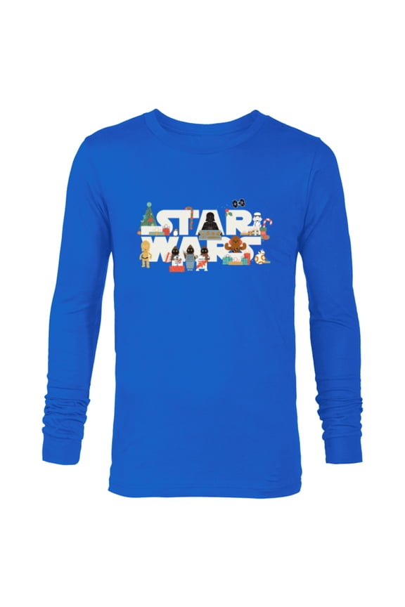 Logo with Vader Funny Holiday Characters Christmas - Long Sleeve T-Shirt for Men - Customized-Navy