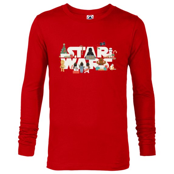 Star Wars Logo with Vader Funny Holiday Characters Christmas - Long Sleeve T-Shirt for Men - Customized-New Red