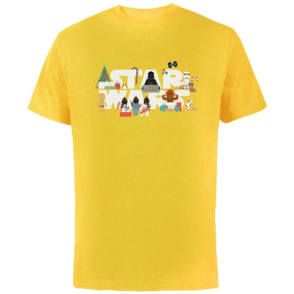 Star Wars Logo with Vader Funny Holiday Characters Christmas - Short Sleeve Cotton T-Shirt for Adults - Customized-Yellow