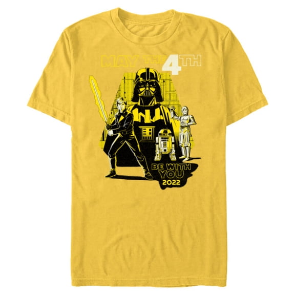 Star Wars Luke Darth Droids May the 4th Be With You 2022 - Short Sleeve Blended T-Shirt for Adults - Customized-Yellow