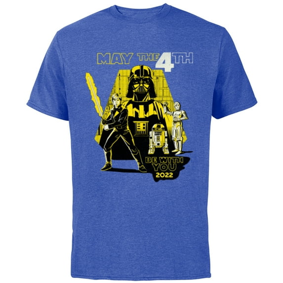Star Wars Luke Darth Droids May the 4th Be With You 2022 - Short Sleeve Cotton T-Shirt for Adults - Customized-Royal Heather