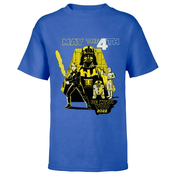 Star Wars Luke Darth Droids May the 4th Be With You 2022 - Short Sleeve T-Shirt for Kids - Customized-Royal