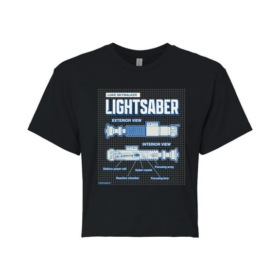 Star Wars - Luke Saber Schematic - Juniors Cropped Tee