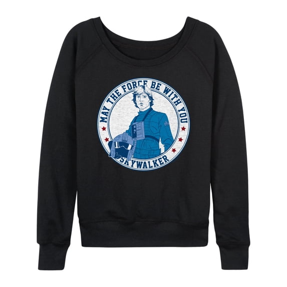 Star Wars - Luke Sykwalker Americana Lightweight French Terry Wide Neck Long Sleeve Graphic Shirt