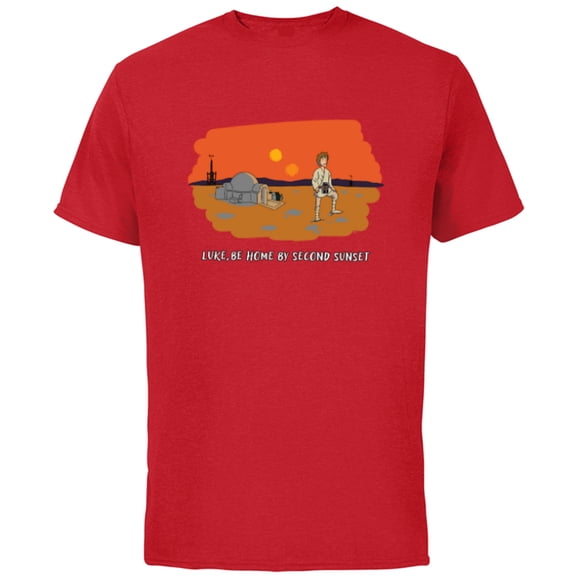 Star Wars Luke Skywalker “Be Home by Second Sunset” Funny - Short Sleeve Cotton T-Shirt for Adults - Customized-Red