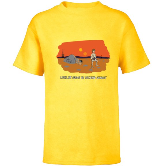 Star Wars Luke Skywalker “Be Home by Second Sunset” Funny - Short Sleeve T-Shirt for Kids - Customized-Yellow