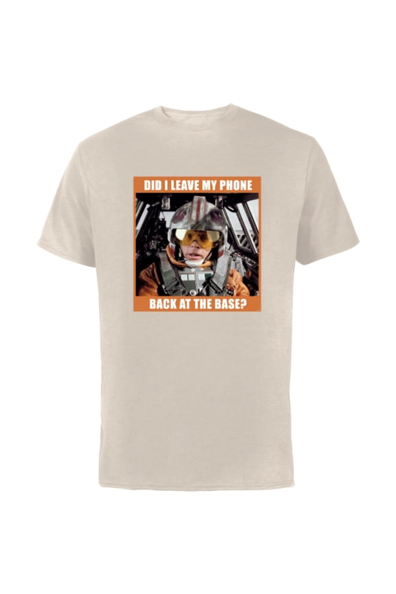Luke Skywalker Did I Leave My Phone Funny Meme - Short Sleeve Cotton T-Shirt for Adults - Customized-Natural