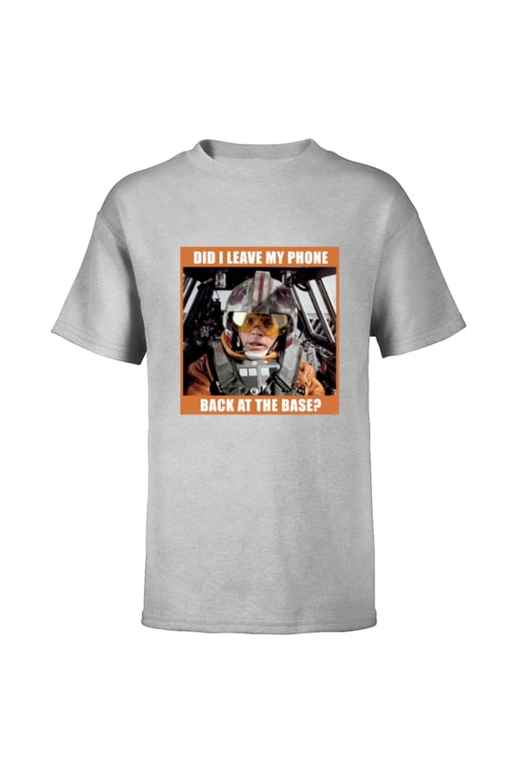 Luke Skywalker Did I Leave My Phone Funny Meme - Short Sleeve T-Shirt for Kids - Customized-Athletic Heather