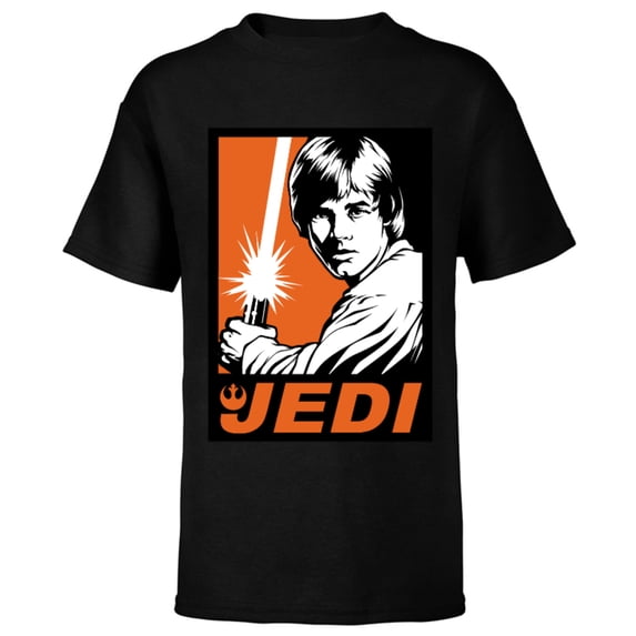 Star Wars Luke Skywalker Rebel Jedi - Short Sleeve T-Shirt for Kids - Customized-Black