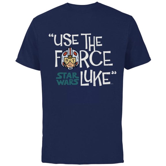 Star Wars Luke Skywalker Use The Force - Short Sleeve Cotton T-Shirt for Adults - Customized-Navy