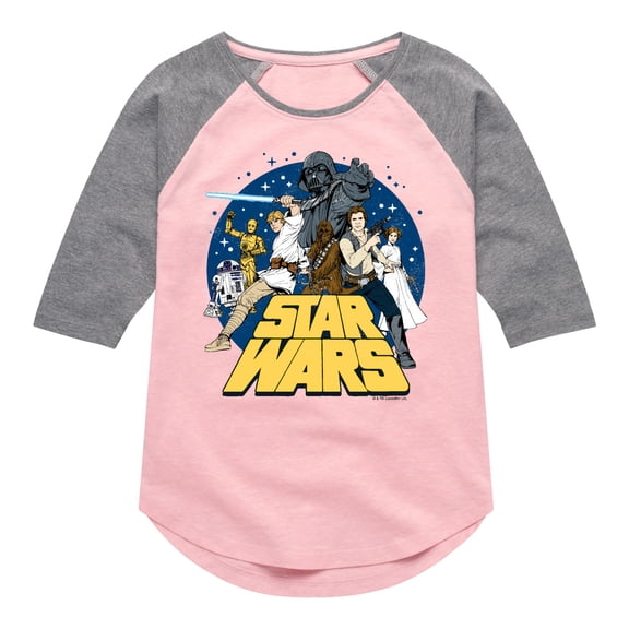 Star Wars - Luke Skywalker and Friends Retro - Toddler And Youth Girls Shirt Tail Raglan