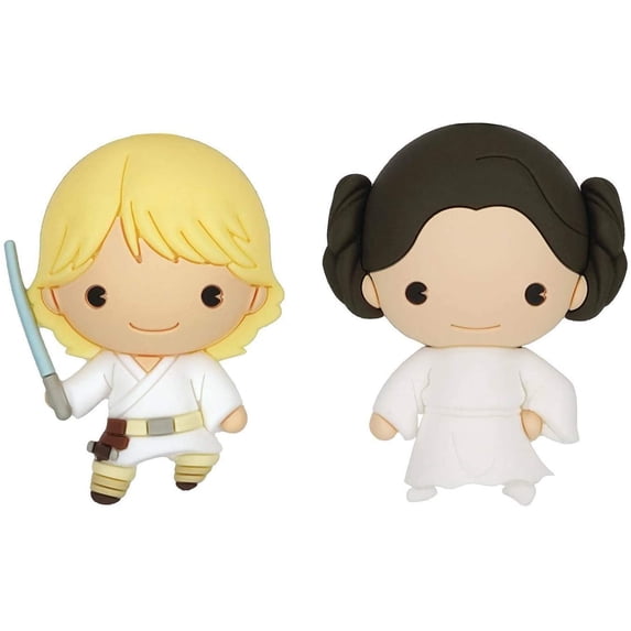 Star Wars Luke Skywalker and Princess Leila 3D Foam Kitchen Refrigerator Magnet (2 Pack)