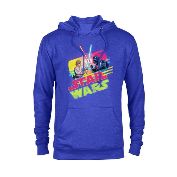 Star Wars Luke Skywalker vs Darth Vader Duel Retro 1980 Vibe - Pullover Hoodie for Adults - Customized-Royal