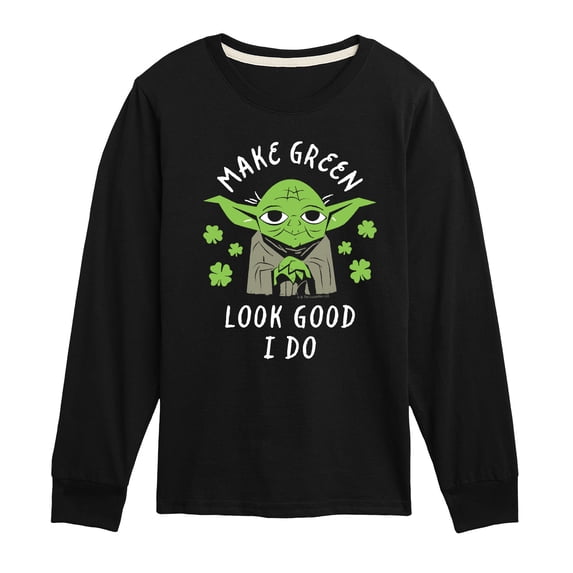 Star Wars - Make Green Look Good Yoda - Youth Boys Long Sleeve Graphic T-Shirt