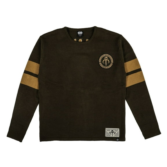 Star Wars Mandalore Adult Brown Crew Neck Long Sleeve Varsity Sweater-Large