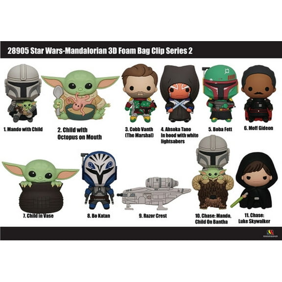Star Wars Mandalorian 3D Foam Bag Clip - Series 2, Monogram, Gifts