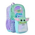 thumbnail image 1 of Star Wars Mandalorian Baby Yoda Girls 17" Laptop Backpack 2-Piece Set with Lunch Tote Bag, Purple Green, 1 of 5
