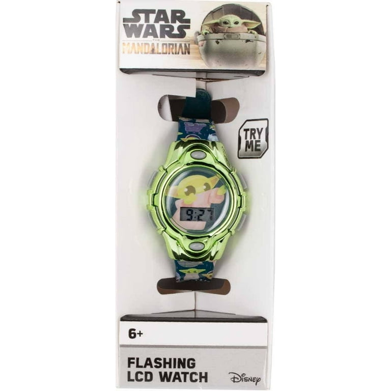 Star Wars Mandalorian Baby Yoda Unisex Children's LCD Watch in Green - MNL4124WM Star Wars Mandalorian Baby Yoda Unisex Children's LCD Watch in Green - MNL4124WM