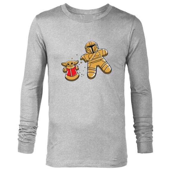 Star Wars Mandalorian & Grogu Christmas Gingerbread Cookies - Long Sleeve T-Shirt for Men - Customized-Athletic Heather