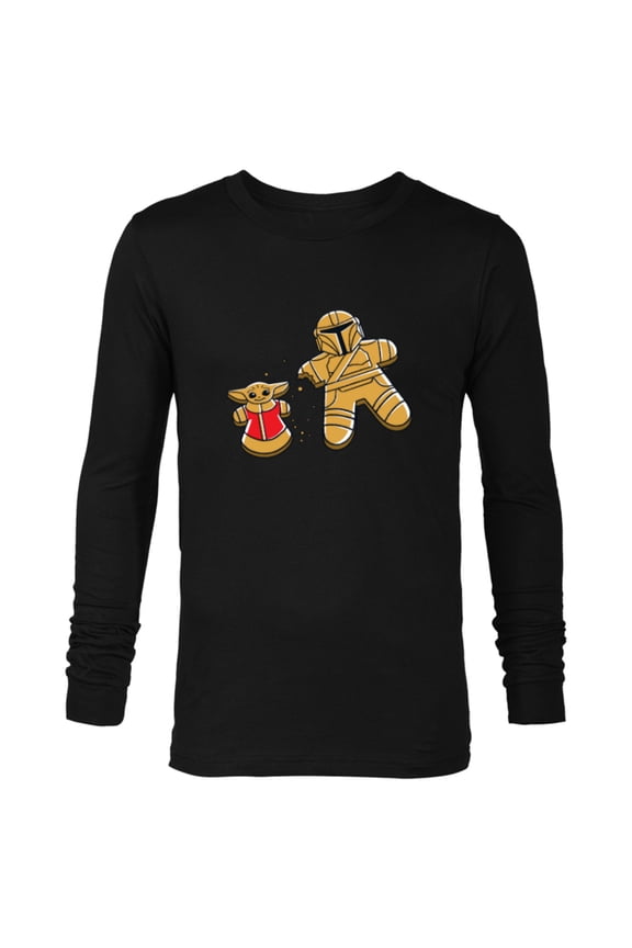 Mandalorian & Grogu Christmas Gingerbread Cookies - Long Sleeve T-Shirt for Men - Customized-Black