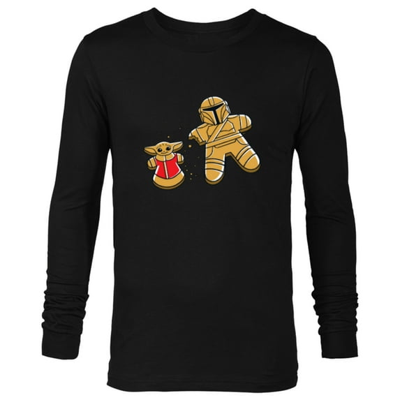 Star Wars Mandalorian & Grogu Christmas Gingerbread Cookies - Long Sleeve T-Shirt for Men - Customized-Black