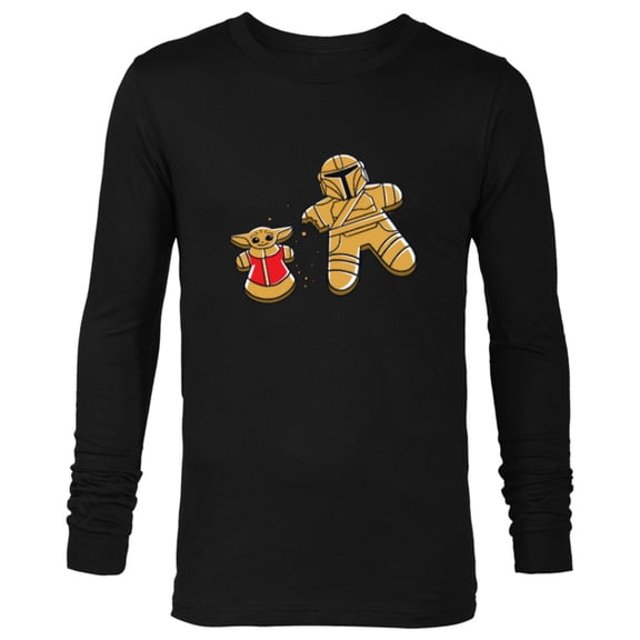 Star Wars Mandalorian & Grogu Christmas Gingerbread Cookies - Long Sleeve T-Shirt for Men - Customized-Black