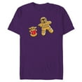 thumbnail image 1 of Star Wars Mandalorian & Grogu Christmas Gingerbread Cookies - Short Sleeve Blended T-Shirt for Adults - Customized-Purple, 1 of 5