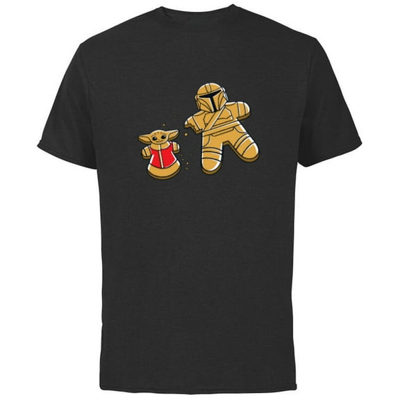 Star Wars Mandalorian & Grogu Christmas Gingerbread Cookies - Short Sleeve Cotton T-Shirt for Adults - Customized-Black