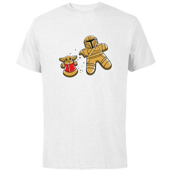 Star Wars Mandalorian & Grogu Christmas Gingerbread Cookies - Short Sleeve Cotton T-Shirt for Adults - Customized-White