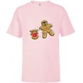 thumbnail image 1 of Star Wars Mandalorian & Grogu Christmas Gingerbread Cookies - Short Sleeve T-Shirt for Kids - Customized-Soft Pink, 1 of 5