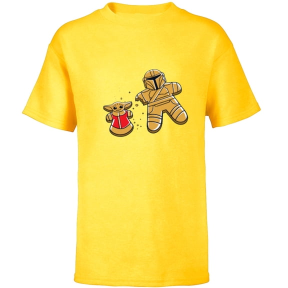 Star Wars Mandalorian & Grogu Christmas Gingerbread Cookies - Short Sleeve T-Shirt for Kids - Customized-Yellow