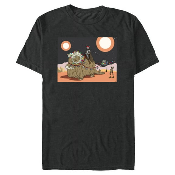 Star Wars Mandalorian & Grogu Christmas Jingle Bell Bantha - Short Sleeve Blended T-Shirt for Adults - Customized-Dark Heather