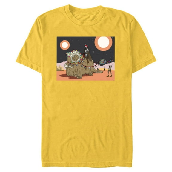 Star Wars Mandalorian & Grogu Christmas Jingle Bell Bantha - Short Sleeve Blended T-Shirt for Adults - Customized-Yellow